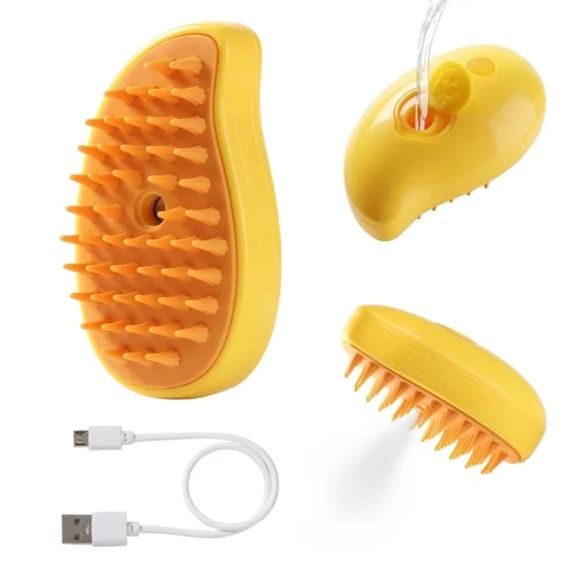 Steam Pet Brush 3-in-1 Grooming Tool for Dogs and Cats - Massage, Spray, and Hair Removal Comb