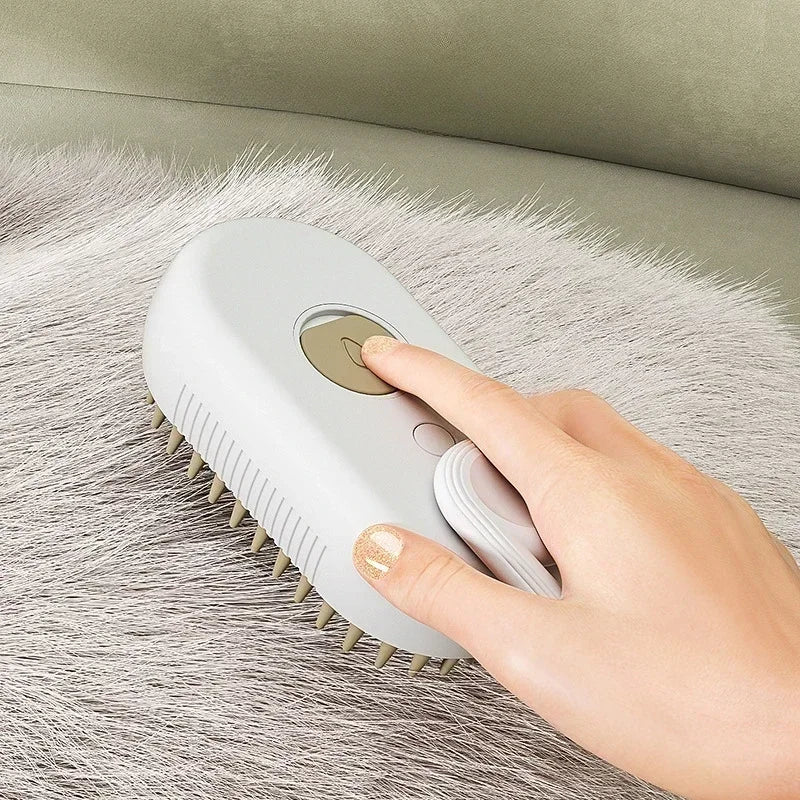 Steam Pet Brush 3-in-1 Grooming Tool for Dogs and Cats - Massage, Spray, and Hair Removal Comb