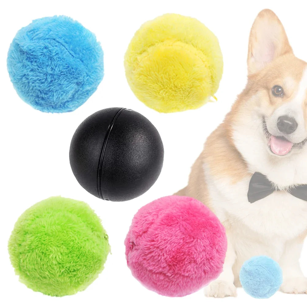Automatic Rolling Ball Pet Toy with Plush Cover and Dust Cleaning Functionality