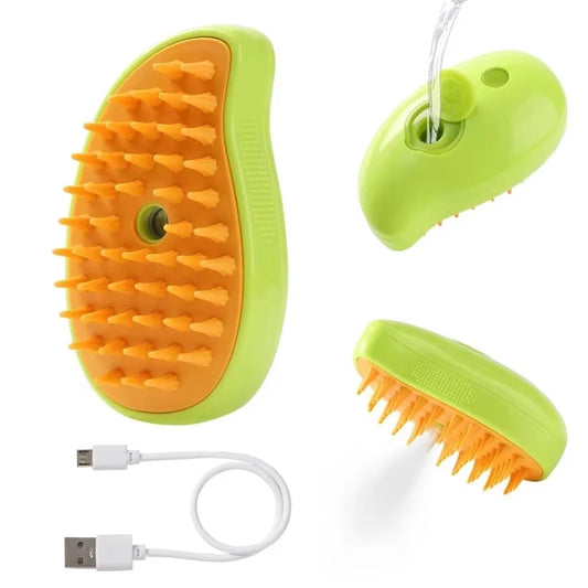 Steam Pet Brush 3-in-1 Grooming Tool for Dogs and Cats - Massage, Spray, and Hair Removal Comb