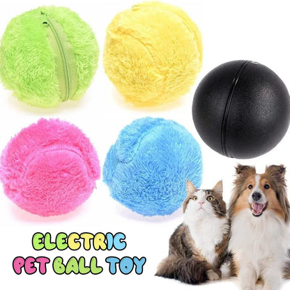 Automatic Rolling Ball Pet Toy with Plush Cover and Dust Cleaning Functionality