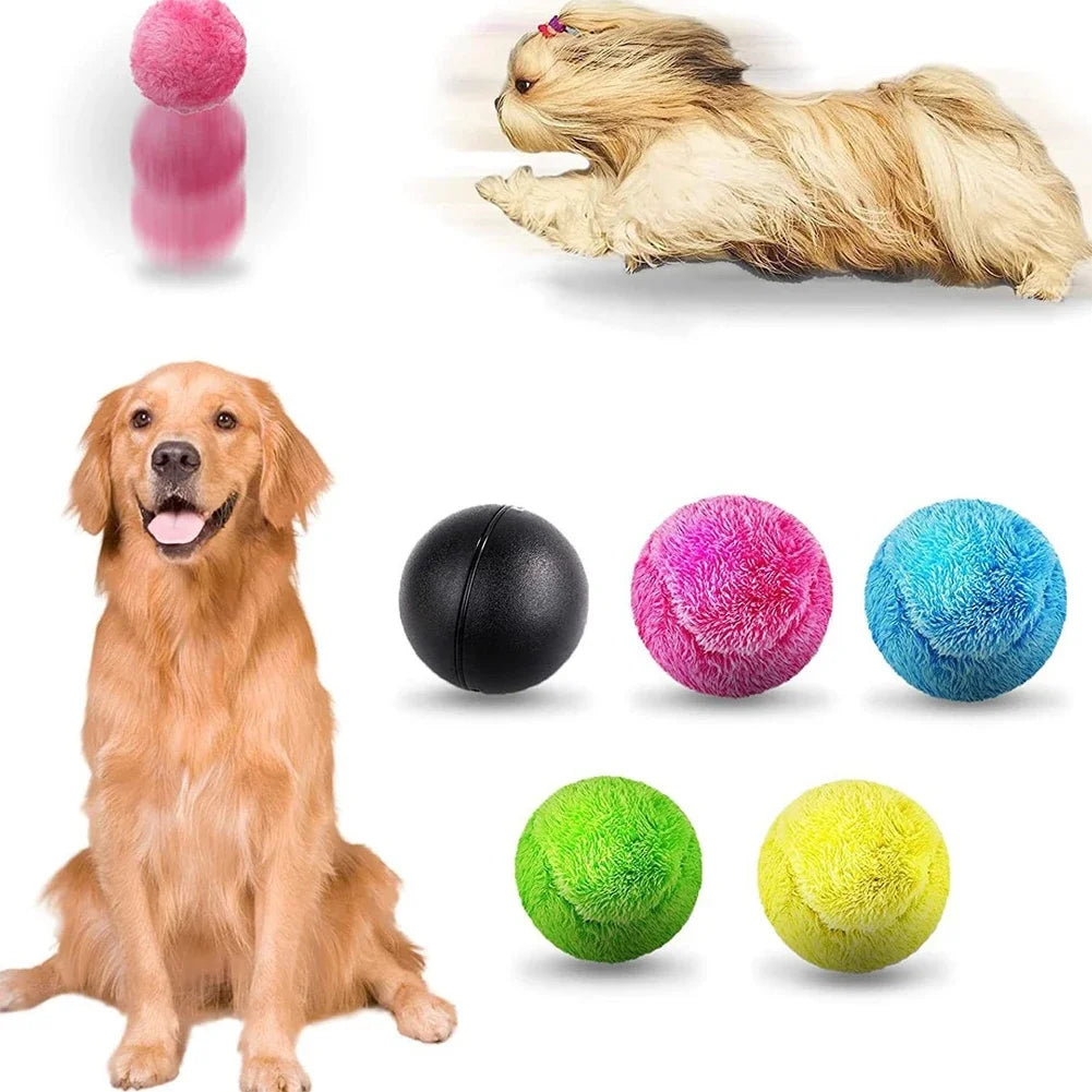 Automatic Rolling Ball Pet Toy with Plush Cover and Dust Cleaning Functionality