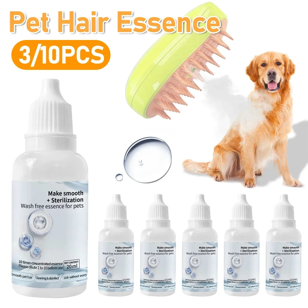 Cat and Dog Grooming Essence: 3-5 Pieces Steam Brush Wash-Free Hair Serum for Effective Pet Cleaning and Depilation