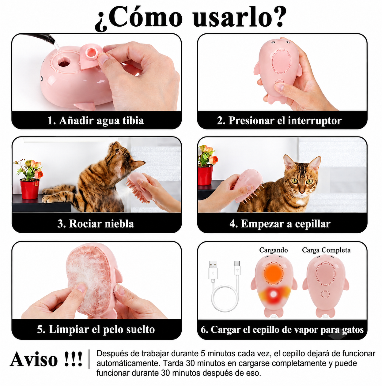 Whale Cat™ Ultrasonic Steam Brush - Hygiene and Relaxation