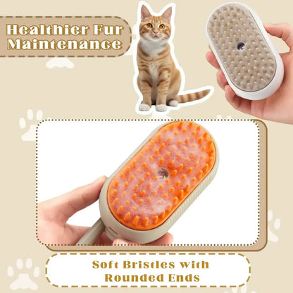 Steam Pet Brush 3-in-1 Grooming Tool for Dogs and Cats - Massage, Spray, and Hair Removal Comb