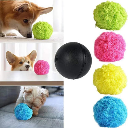 Automatic Rolling Ball Pet Toy with Plush Cover and Dust Cleaning Functionality