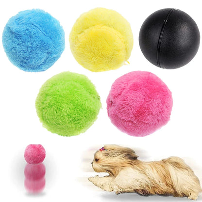 Automatic Rolling Ball Pet Toy with Plush Cover and Dust Cleaning Functionality